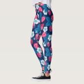 Leggings Fraises roses sur bleu (Gauche)