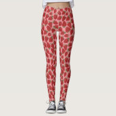 Leggings Fraises rouges mûres sur motif rose (Devant)