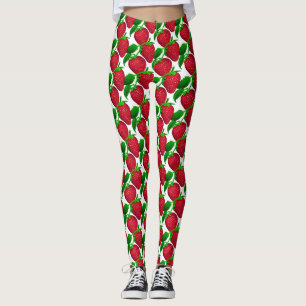 Leggings Fraises sur Motif Arrière - plan blanc