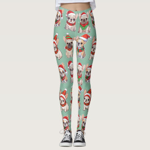 Leggings Français Bulldogs Pastel Motif de Noël