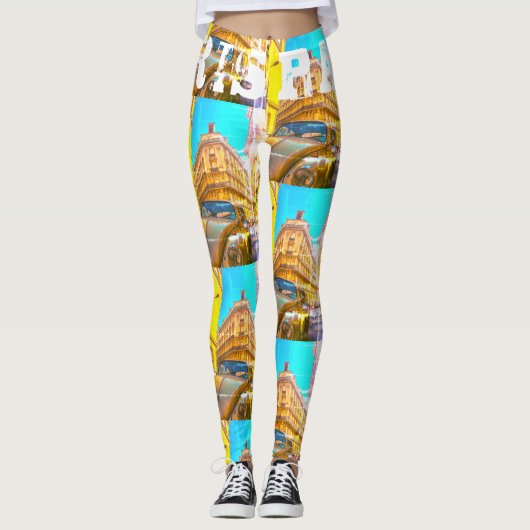 Leggings France Architecture French Street Old Car Paris (Devant)