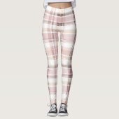 Leggings Frappes Plaid Chic Rose Crème Blanche (Devant)