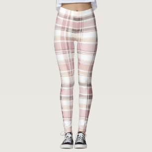 Leggings Frappes Plaid Chic Rose Crème Blanche