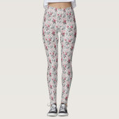 Leggings French Country Toile Fleurie Design Rose (Devant)