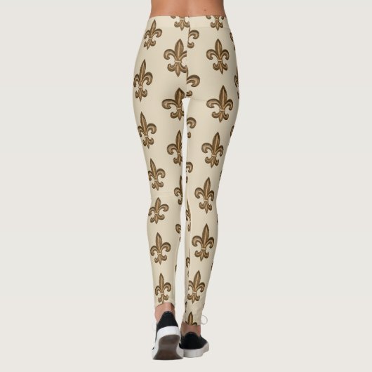Leggings French Fleur de Lis Pattern d'or (Dos)