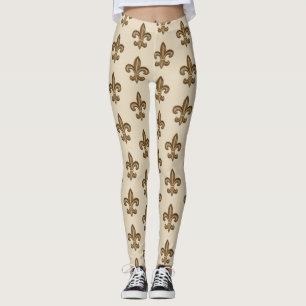 Leggings French Fleur de Lis Pattern d'or
