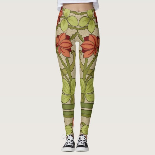 Leggings Frieze Bordure Art Nouveau Floral (Devant)