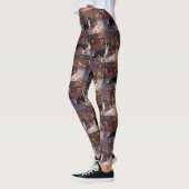 Leggings Frontière Collie Festive de Noël (Gauche)