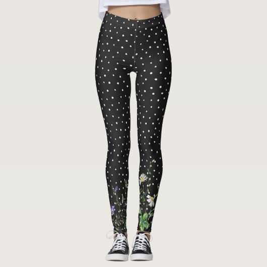 Leggings Frontière fleur sauvage Pois (Devant)