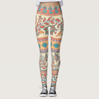 Leggings Frontières florales indiennes Motif sans joint
