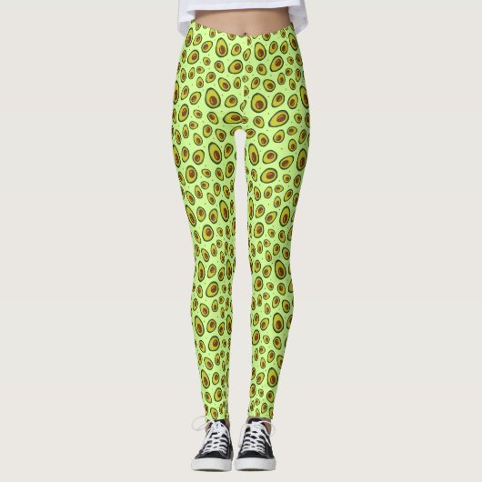 Leggings Fruit Avocado vert citron à motif (Devant)