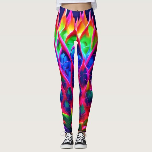 Leggings Fruit de dragon néon électrique (Devant)