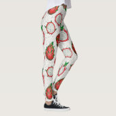 Leggings Fruit de dragon rouge sur blanc (Droite)