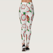 Leggings Fruit de dragon rouge sur blanc (Dos)