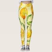 Leggings Fruit de tranche de citron Jaune à motif | Légende (Devant)