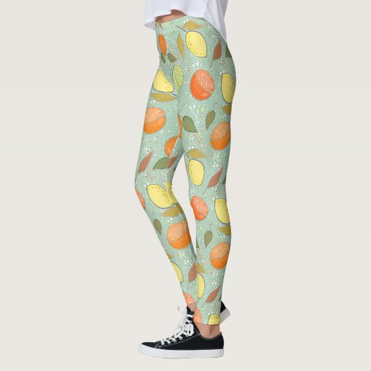 Leggings Fruit motif aux citrons, oranges (Gauche)