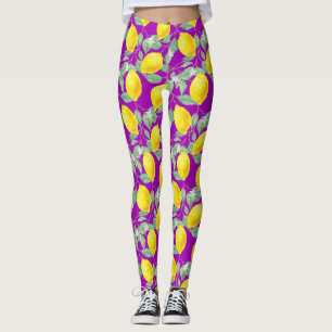LEGGINGS FRUITS DE LÉMON EN ARRIÈRE - PLAN PURPLE