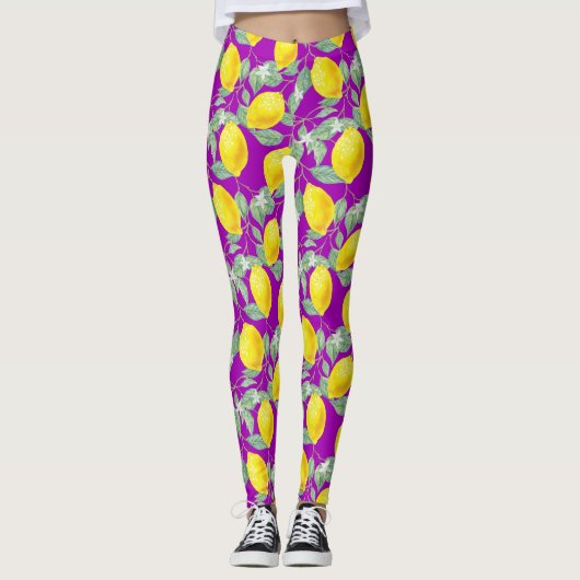 LEGGINGS FRUITS DE LÉMON EN ARRIÈRE - PLAN PURPLE (Devant)