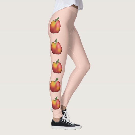 Leggings Fruits De Pomme De Carton Rouge Sur Rose (Droite)