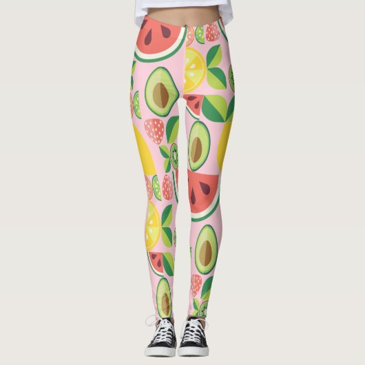 Leggings Fruits et motifs feuille (Devant)