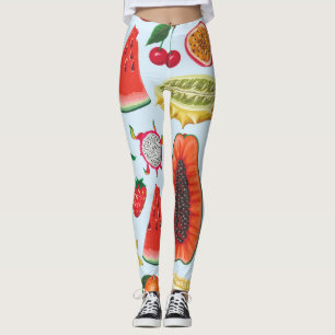Leggings Fruits Exotiques : Imprimé tendance sans couture.