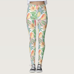 Leggings Fruits, pêches, poires, citrons, aquarelle