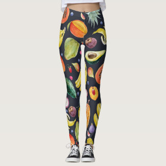 Leggings Fruits tropicaux : Aquarelle Motif Multifruit.