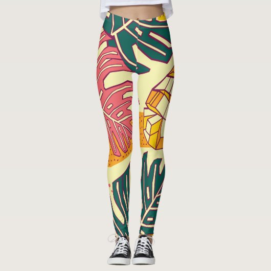 Leggings Fruits tropicaux : Conception Motif dynamique (Devant)