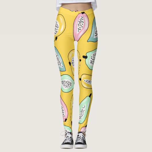 Leggings Fruits tropicaux : Motif d'impression dynamique (Devant)