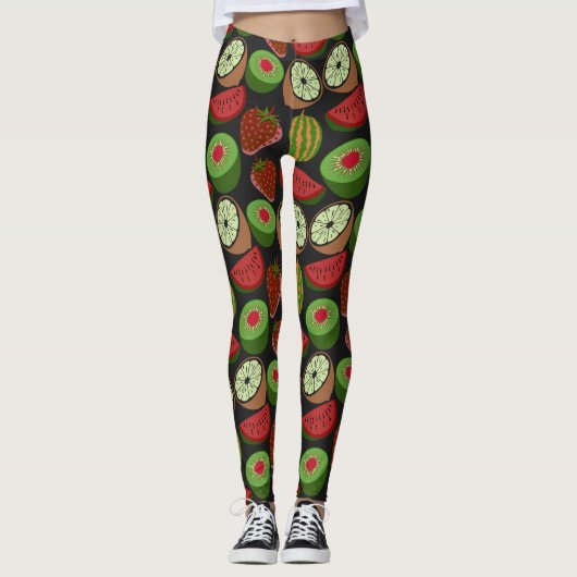 Leggings Fruits tropicaux sans soudure motif coloré (Devant)