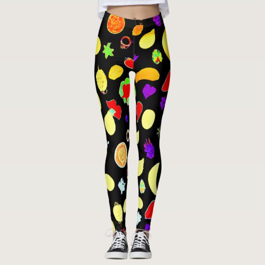 Leggings Fruits tropiques néons éclatés (Devant)