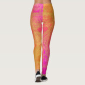 Leggings Fuchsia Pink Orange & Gold Indian Mandala Glam (Dos)