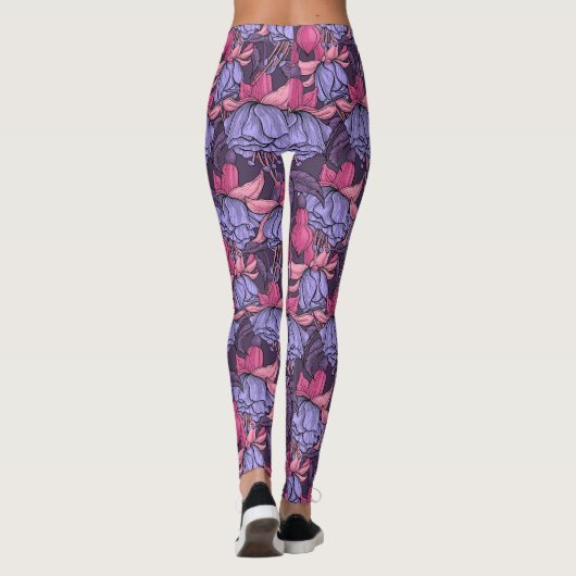 Leggings Fuchsia rose et violet (Dos)