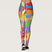 Leggings Fun Abstract Design Rouge Bleu Rose Or (Dos)