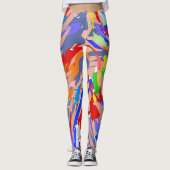 Leggings Fun Abstract Design Rouge Bleu Rose Or (Devant)