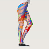 Leggings Fun Abstract Design Rouge Bleu Rose Or (Droite)