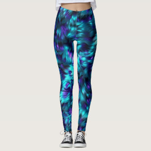 Leggings Fun Bleu et Purple fausse texture de fourrure mons