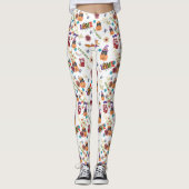 Leggings Fun Casquette violet Catoween, mignon Citrouille o (Devant)