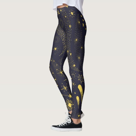 Leggings Fun Céleste Doodles Galaxy Motif Noir (Gauche)