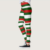 Leggings Fun Christmas Deck the Halls Crew Red Green Stripe (Gauche)