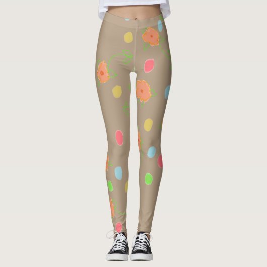 Leggings Fun Coloré Et Floral (Devant)