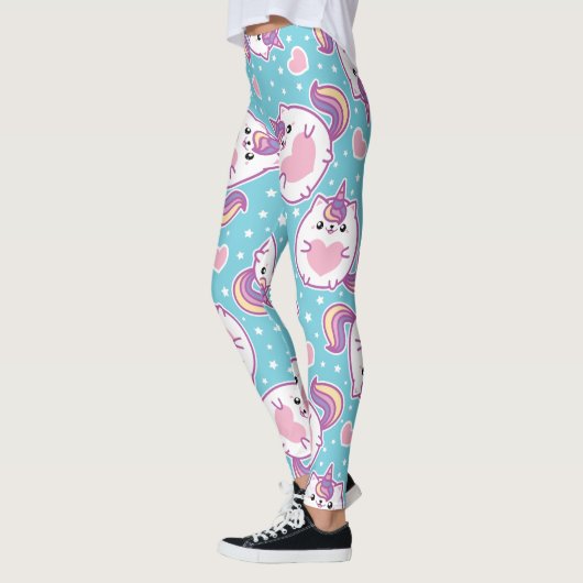 Leggings Fun Cute Chubby Kitschy Unicorn Kitty (Gauche)