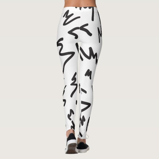 Leggings Fun et moderne noir et blanc (Dos)