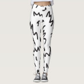 Leggings Fun et moderne noir et blanc (Devant)