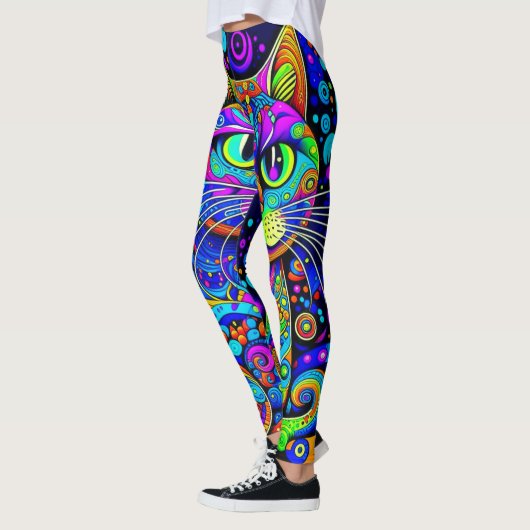 Leggings Fun Excentric Comical Chat Tous-Sur-Impression Leg (Gauche)