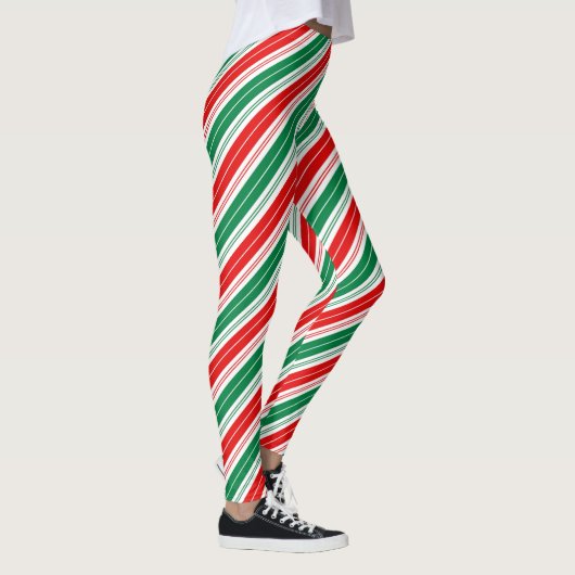 Leggings Fun festif rouge vert sucre de canne rayures (Droite)