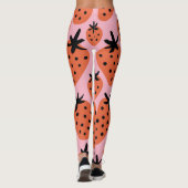 Leggings Fun fraise, design artisanal sans couture. (Dos)