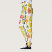 Leggings Fun Jaune Orange Citrus Fruit Aquarelle (Gauche)