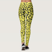 Leggings Fun Noir Neon Jaune Pois Motif dalmate (Dos)