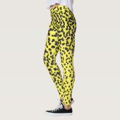 Leggings Fun Noir Neon Jaune Pois Motif dalmate (Gauche)